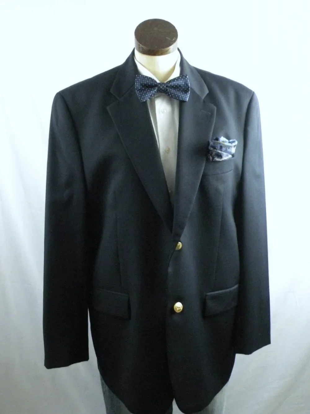 RALPH LAUREN Navy Wool Blazer Gold Crest Buttons Preppy Size 40R/42R